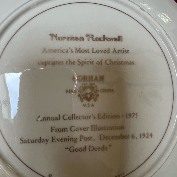 Vtg Norman Rockwell Plate. 1975 Collector’s Edition by Gorham. ‘Good Deeds’ - Picture 3 of 4